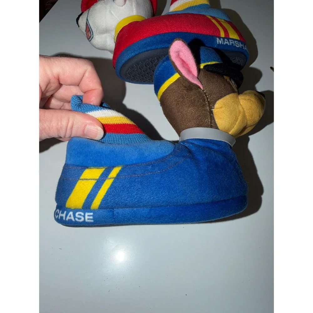 Paw Patrol Marshall Chase Toddler Plush Slippers Size 5-6 Blue Red